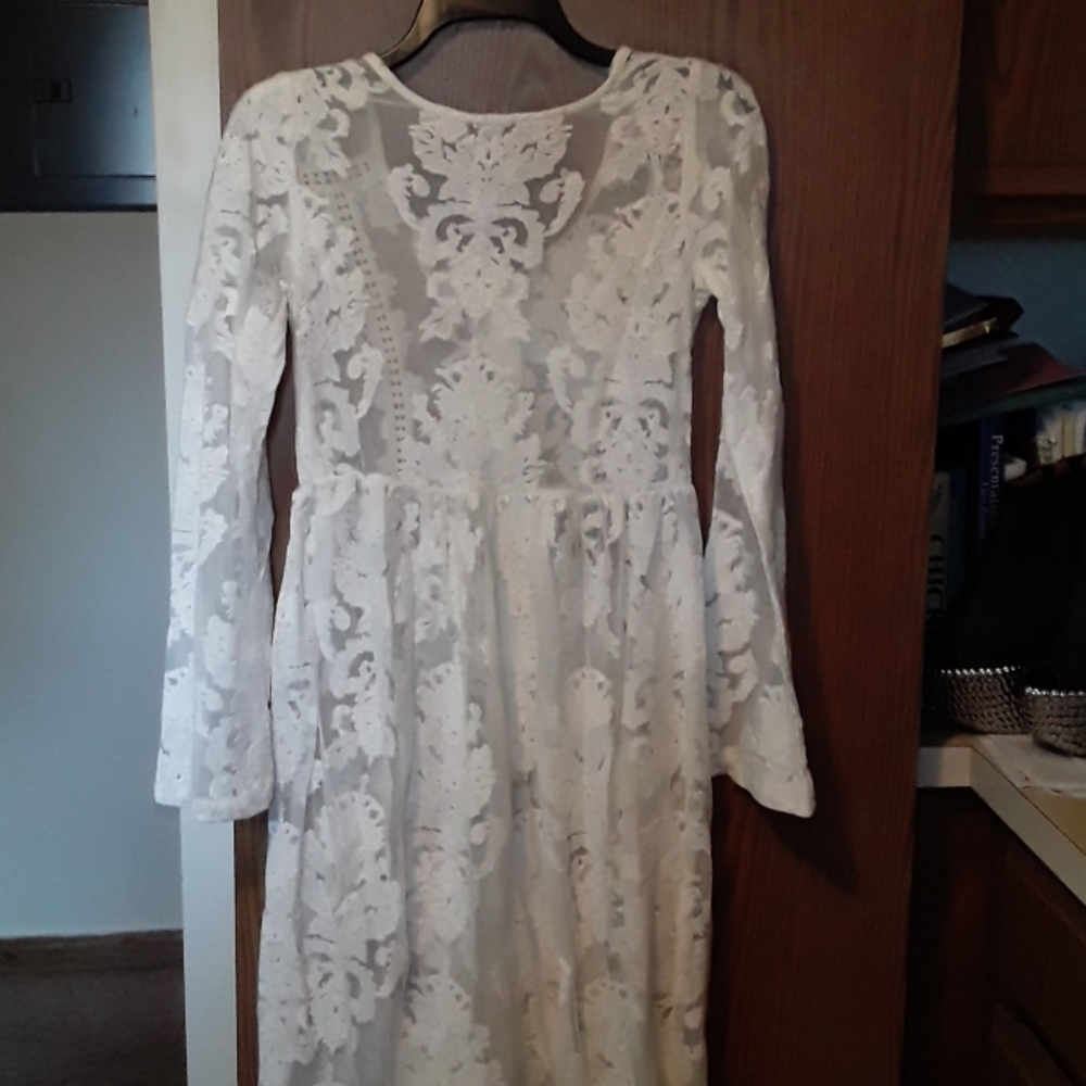 Minkpink embroidered damask mesh Lace Fairycore duster dress